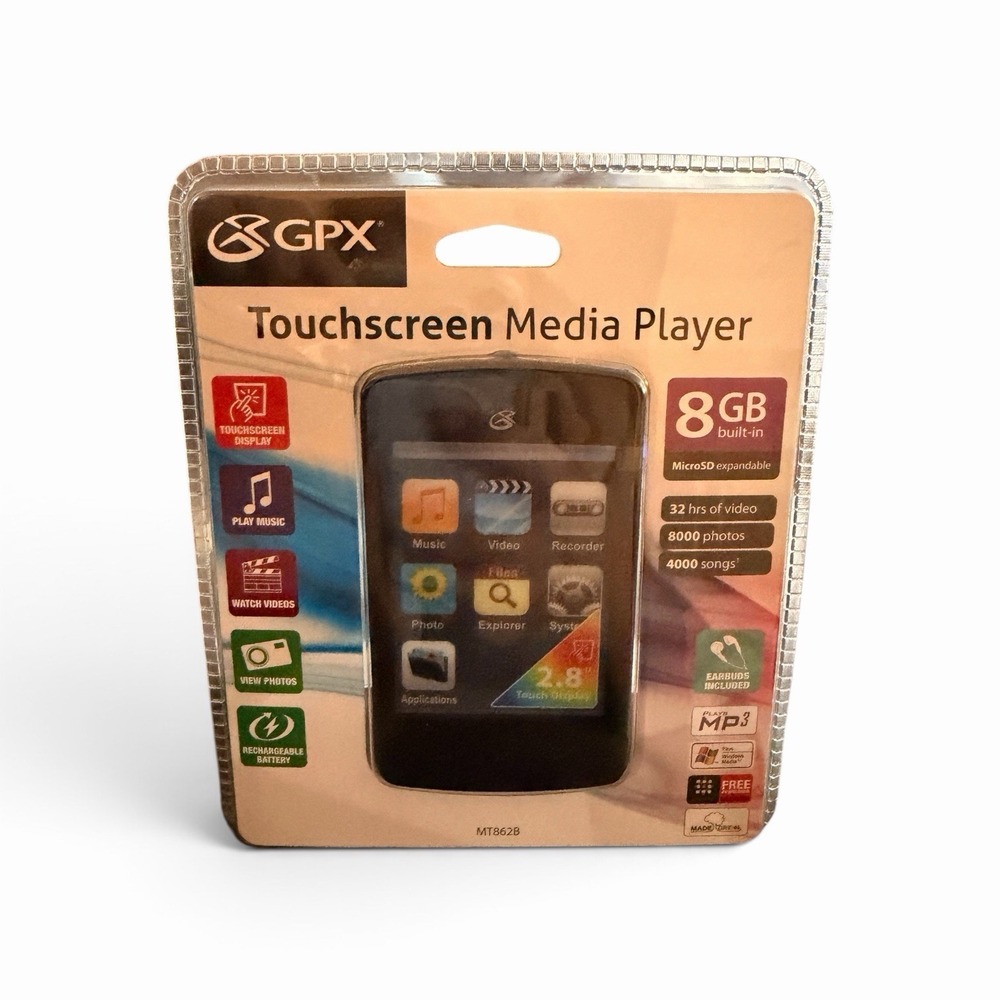 GPX MT862B 8GB Touchscreen Media Player MP3 MP4 New Sealed 2.8" Screen